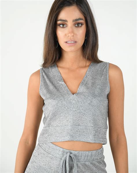 Silver Lurex Crop Top 